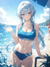 海辺で