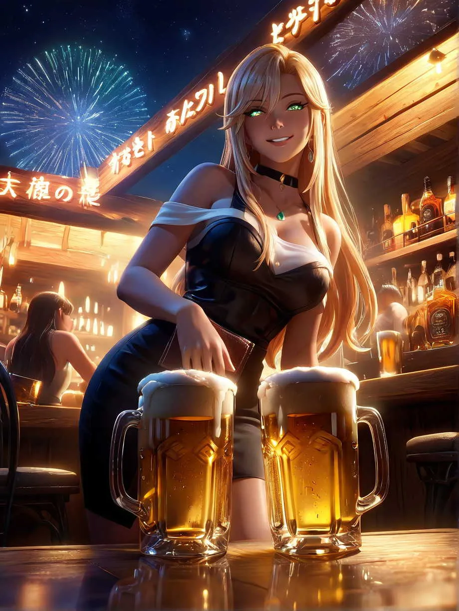 ビアガーデンで１杯！ — ニートさんのAIイラスト