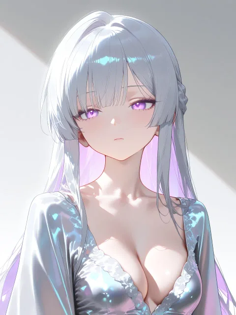 silver long hair - 鎖骨の影