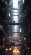 九龍城の路地 — Red EyeさんのAIイラスト