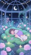 夜の温室で眠る·今宵チャレンジ の投稿作品