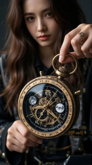 Steampunk Moon Phase Brass Gear Watchmaker