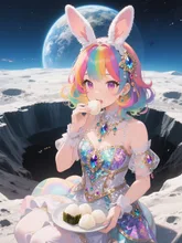月見団子じゃなくて地球見おむすびである。 — オグモソさんのAIイラスト