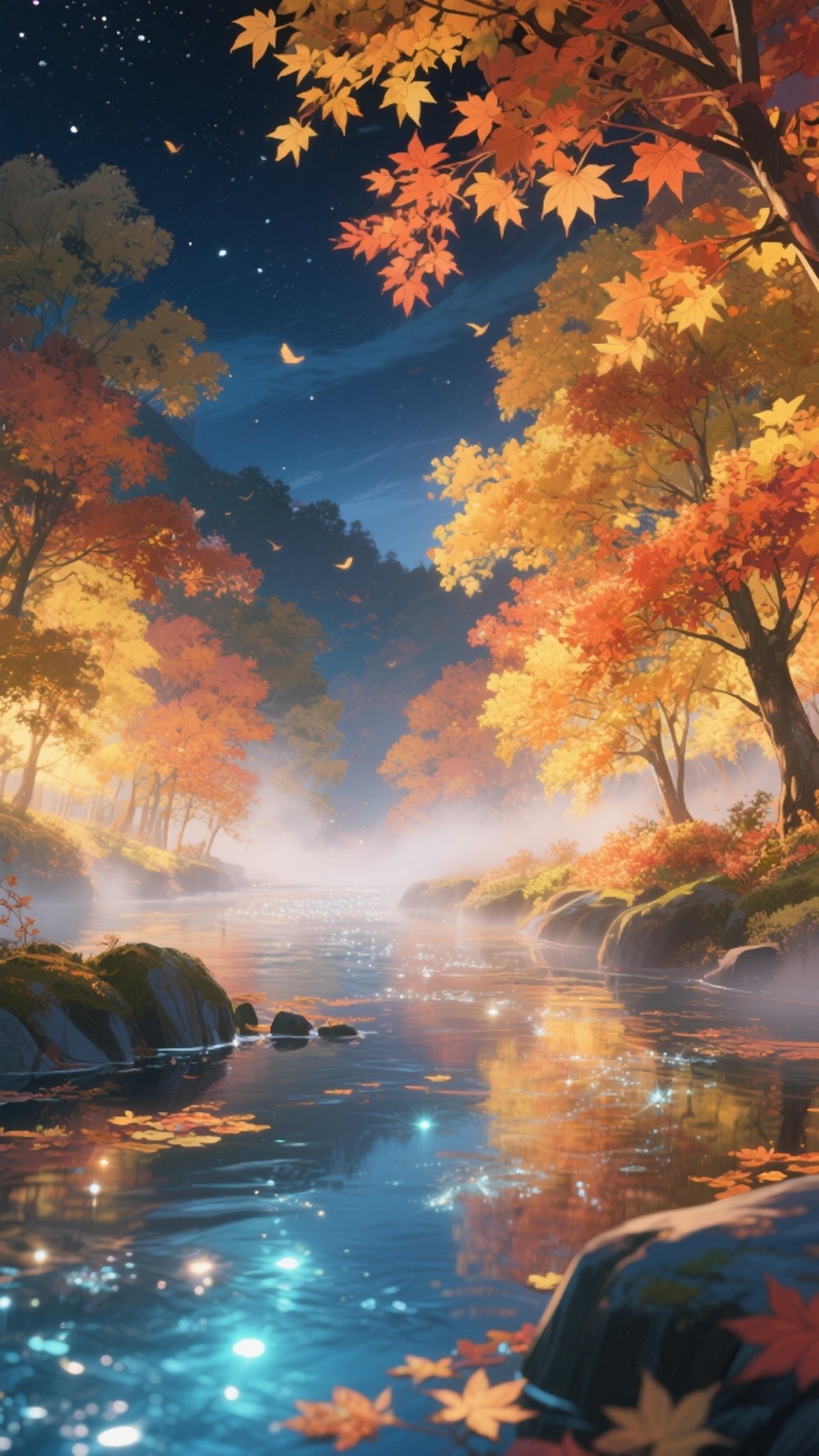 昼と夜の紅葉
