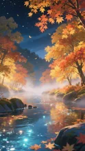 昼と夜の紅葉 — キラキライラストのAIイラスト｜SUPPART
