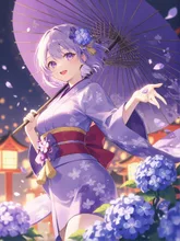 和服　紫陽花