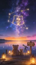 クマ親子の天体観測