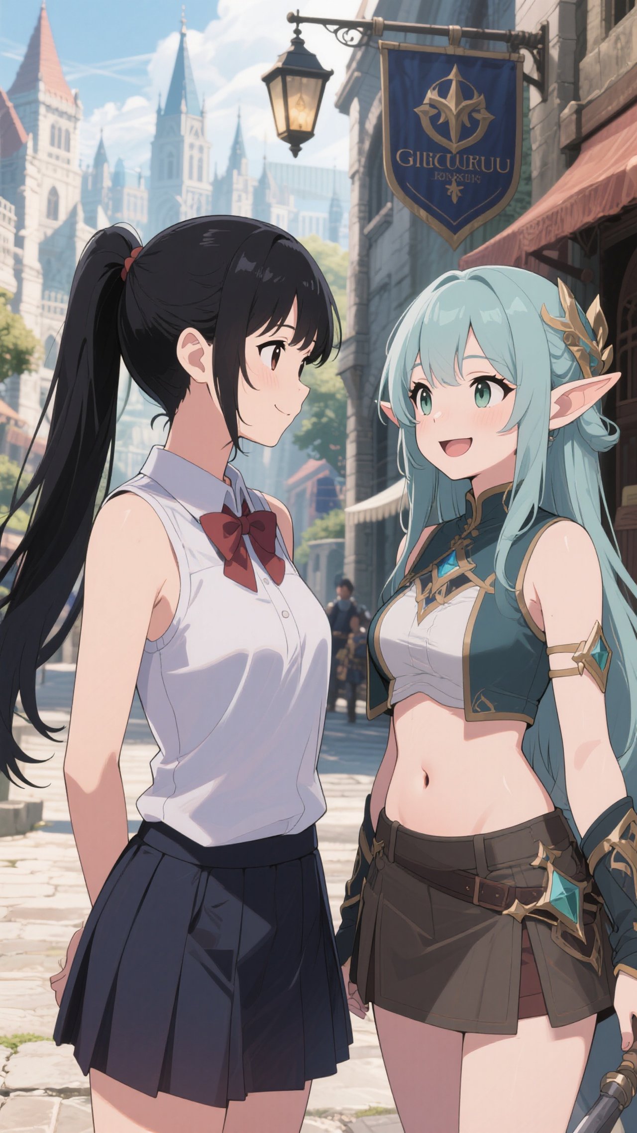 女子高生とエルフの美少女