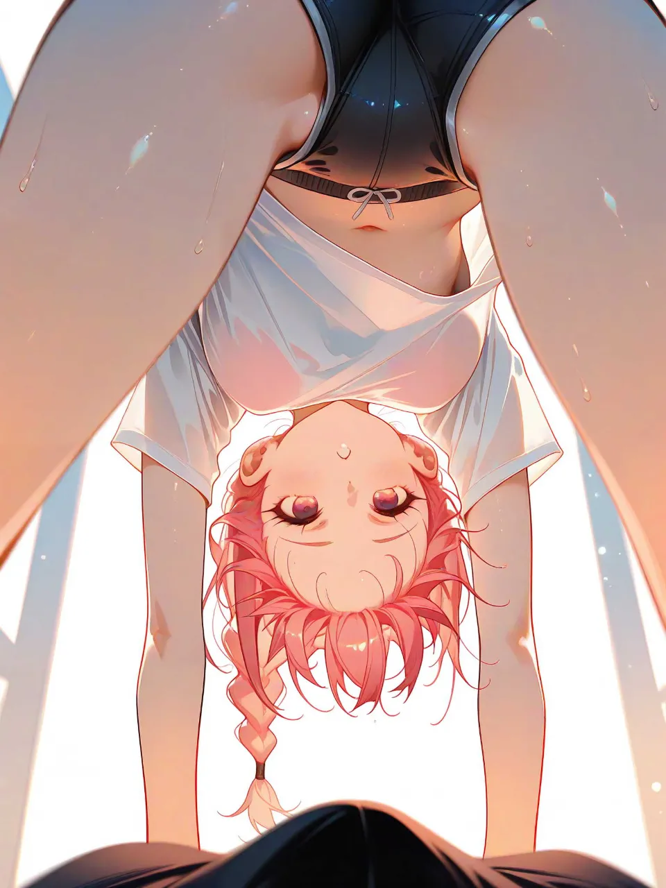 体操してるんだから、邪魔しないでよね…！