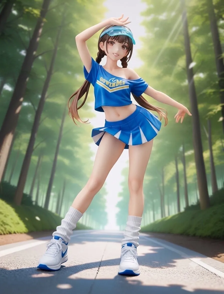 みつ編みツインテールのチアガール！…フィギュア…茶