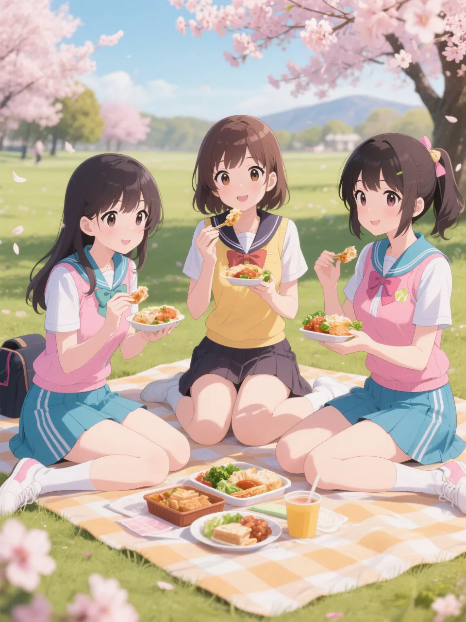 仲良し3人で春のピクニック