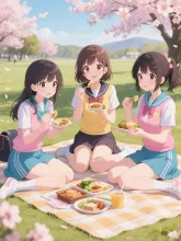 仲良し3人で春のピクニック