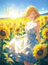 向日葵畑の少女·夏空とひまわり の投稿作品