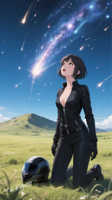Shower of shooting stars in the sky