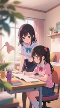勉強を教える姉