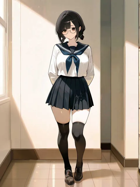 三つ編みのぱっつんの女子