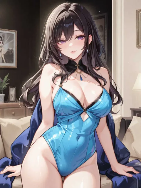 体の線が出るタイトなワンピースの色っぽい成年女性 - 体の線だけ