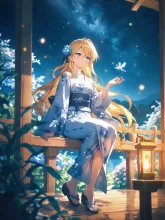 縁側の浴衣美人·夏の夕涼み の投稿作品
