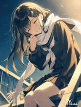 笑うの疲れたなぁ､。 — ねねさんのAIイラスト