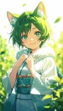 新緑の着物犬っ娘 — 着物・和装のAIイラスト|SUPPART
