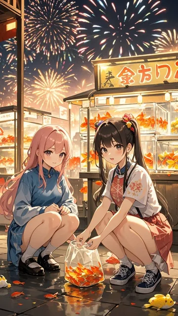 花火と屋台