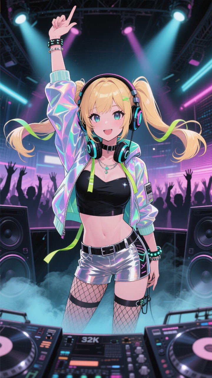 ネオンステージのDJガール