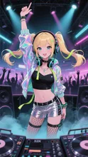 ネオンステージのDJガール