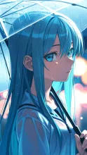 星降る夕立・黒髪ロングの少女