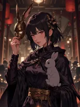 仮装した紅夜さんと子うさぎ