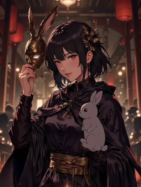 仮装した紅夜さんと子うさぎ