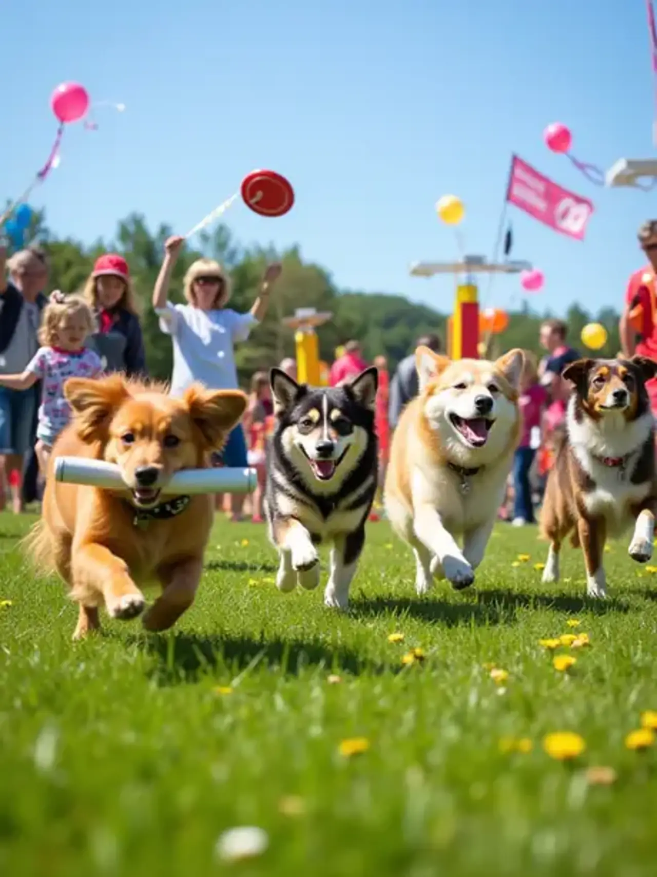 A grand carnival at the doggy sports meet, every leap brimmi…