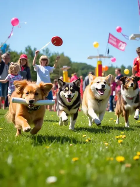 A grand carnival at the doggy sports meet, every leap brimmi…