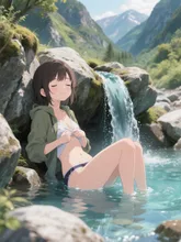 冷たくて気持ちぃ〜。