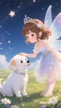 お花畑の妖精🧚‍♂️さんとわんちゃん🐶