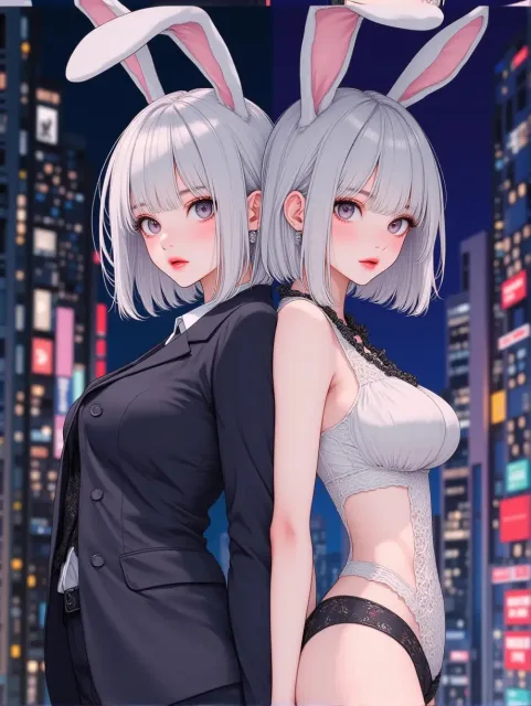銀髪ショートヘアの昼と夜のお仕事