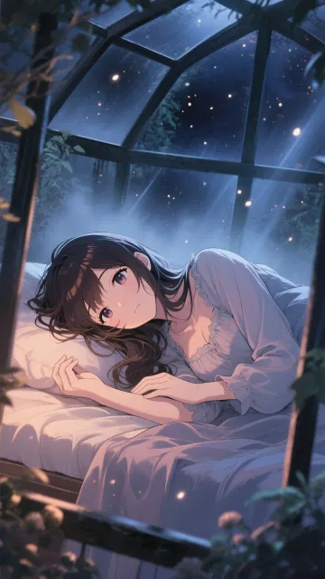 Sleeping in a greenhouse at… - 夜の温室で眠る