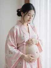 華やかな浴衣を着た妊婦さん💫💕