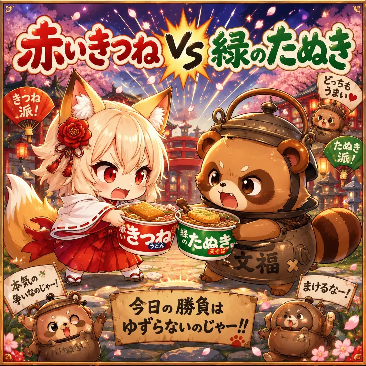 赤いきつねvs緑のたぬき — なっしーさんのAIイラスト