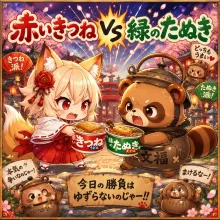 赤いきつねvs緑のたぬき