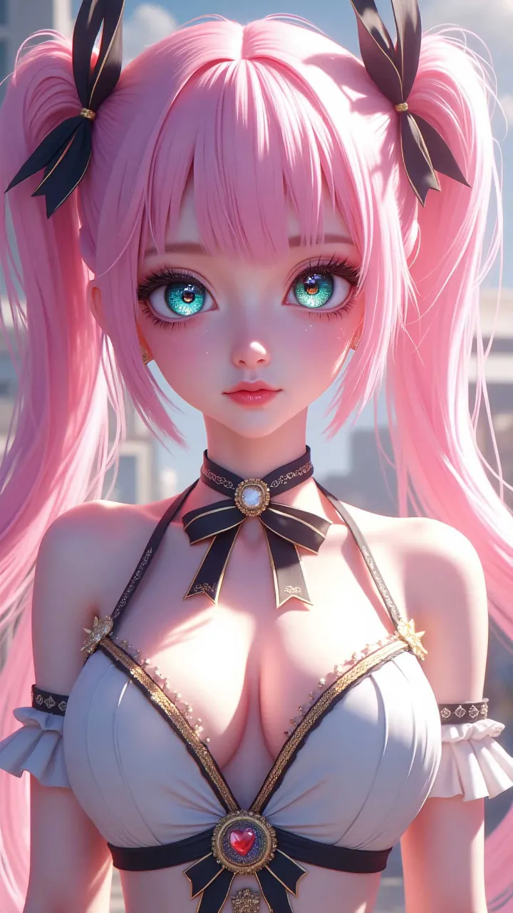 ピンク髪のツインテール — カオス世界さんのAIイラスト