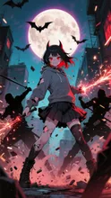 月光の中の斬撃交差