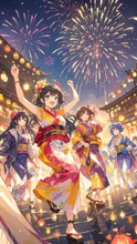 盆踊りと花火大会
