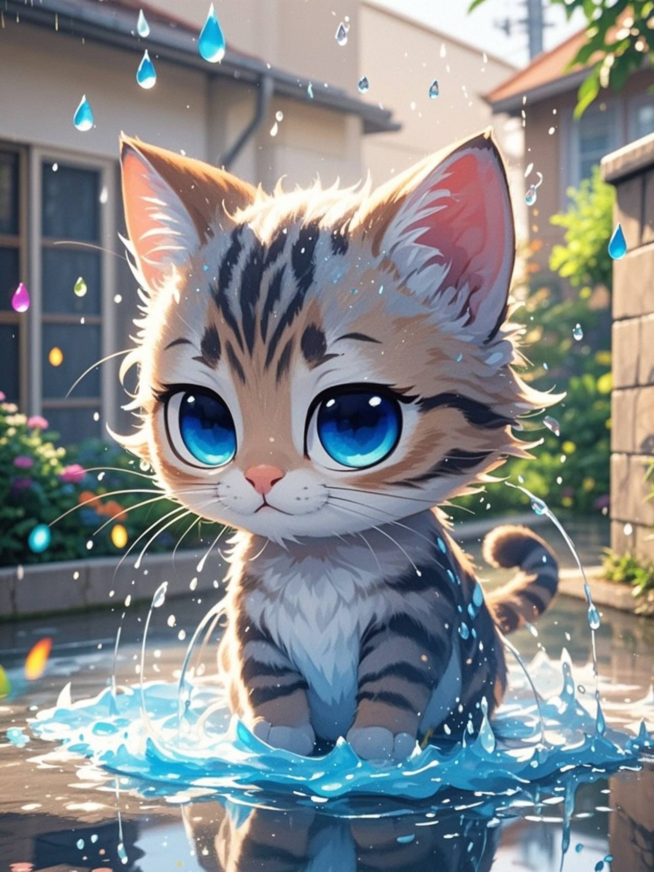 水あび🐱 — だだいさんのAIイラスト