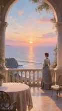画像生成チャレンジ·海辺の夕暮れ の投稿作品