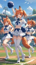 キツネダンスするチアガールたち❤️
