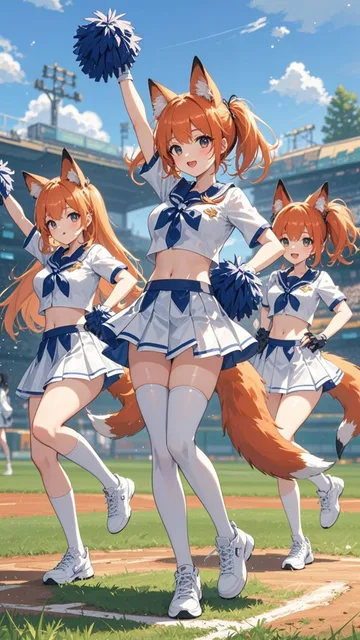 キツネダンスするチアガールたち❤️