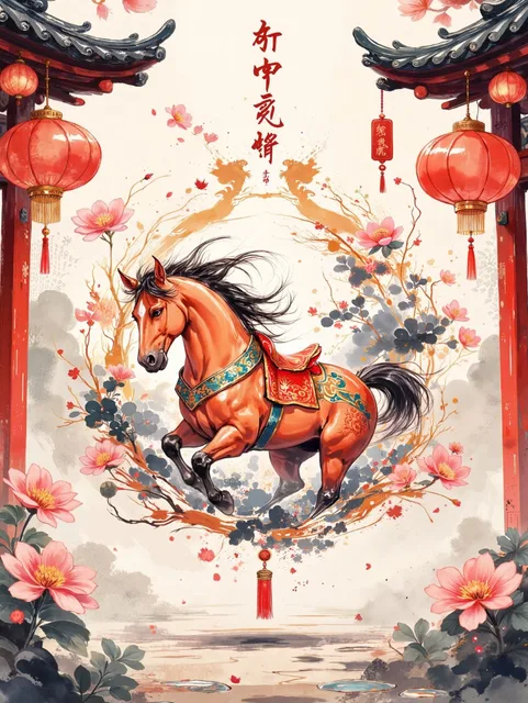 謹賀新年!午年にふさわしい絵馬が描かれたイラストをお願いいた…