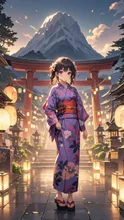 山の麓、神社のお祭り