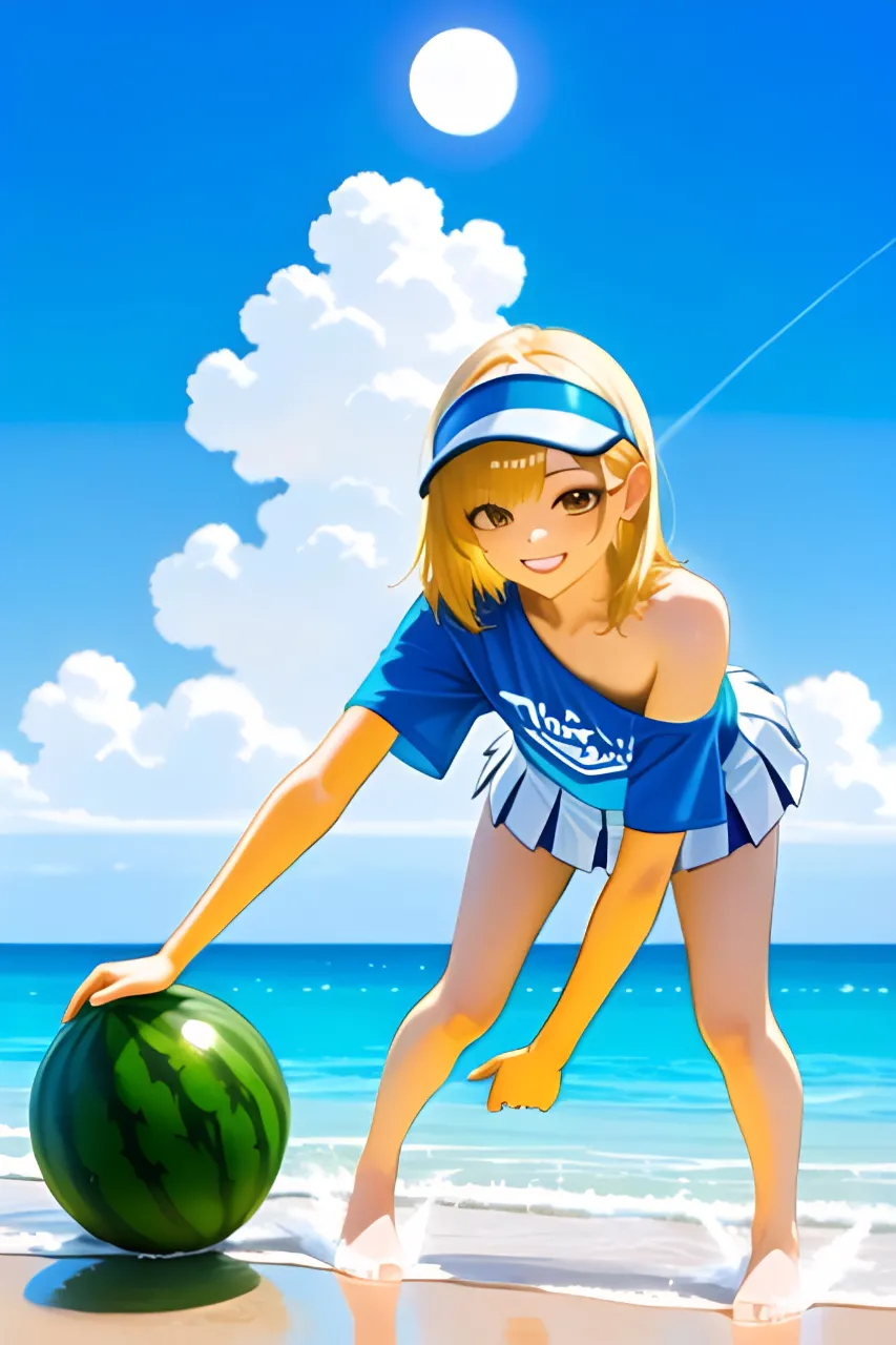 青い空と白い雲と海と西瓜とチアガール…金
