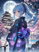 には和服の少女が立ち